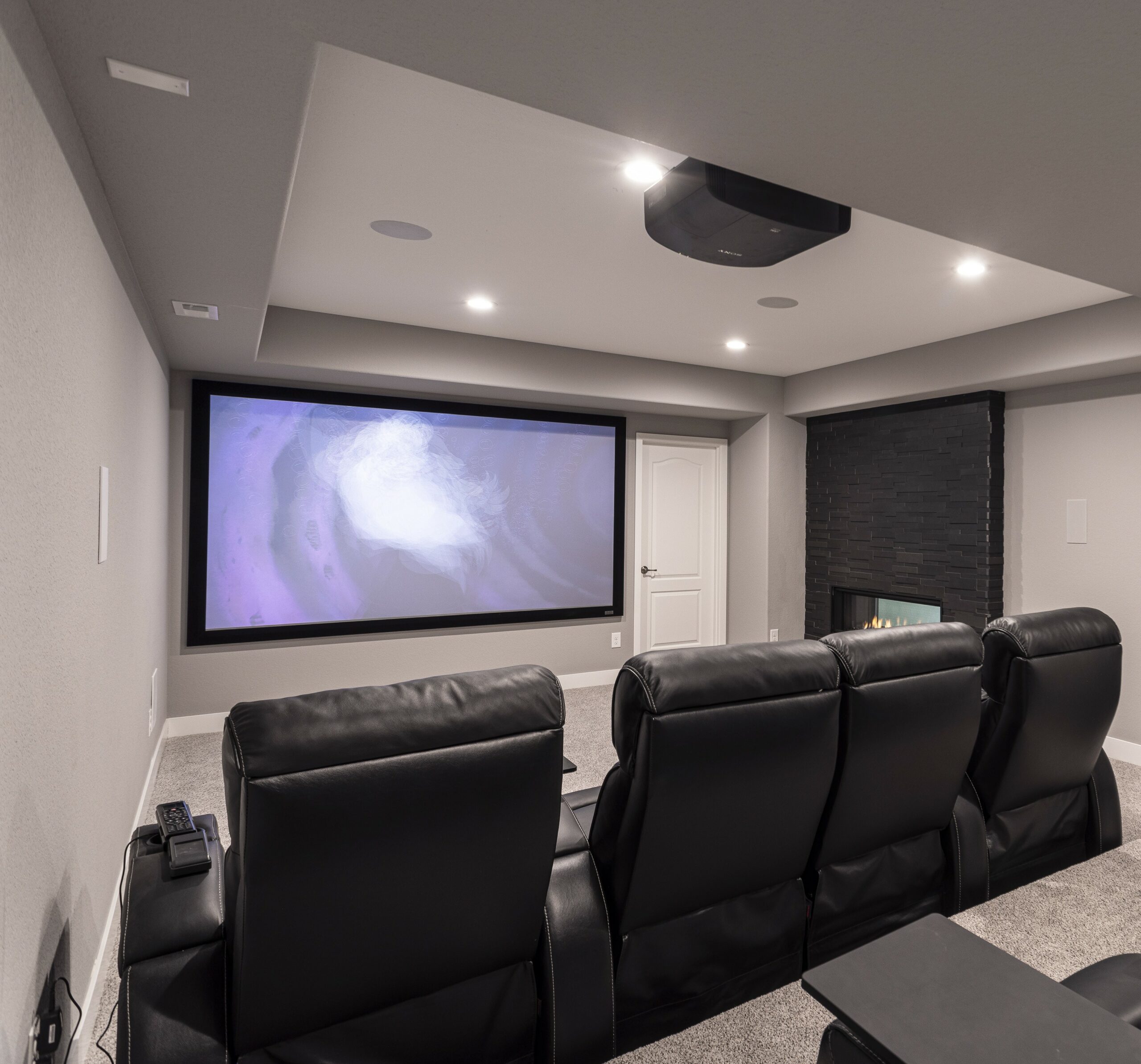 Modern Salt Lake City Basement Theater Room